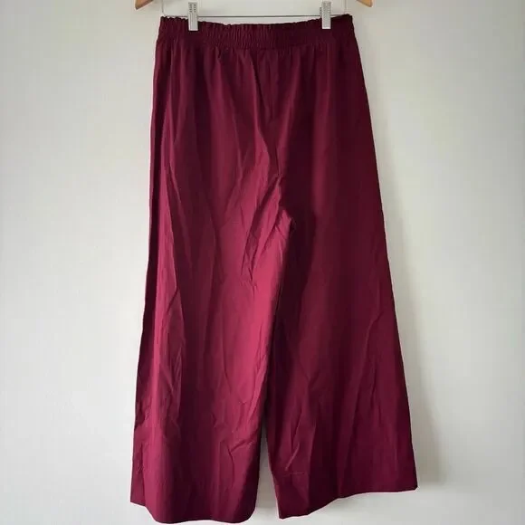 NWOT House of Harlow 1960 Burgundy Maroon Stretchy Waistband Wide-Leg Pants Med - Picture 6 of 9